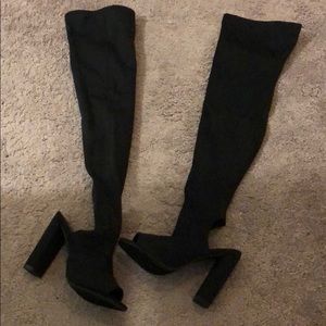 Lola Shoetique Thigh High Peep Toe Boots